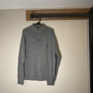Chaps Gray Quarter Zip Pullover Sweater Knit Classic Casual Winter Warm XXL